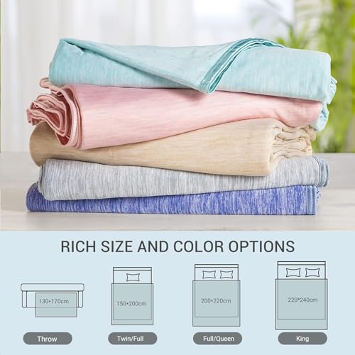 Marchpower Cooling Blanket, 150 x 200 cm, Lightweight Summer Blanket with Japanese Arc-Chill Q-Max >0.43 Cooling Fibres, Absorbs Body Heat, 2 in 1 Double-Sided Children's Blanket, Sofa Blanket, Travel Blanket, Blue