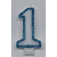 Wasiwax No (1) Birthday Candle - FROZEN BLUE GLITTER - Browse our store and choose other numbers
