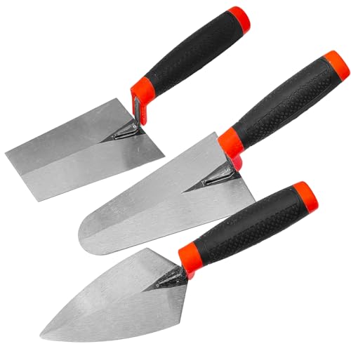 3 Pieces Masonry Trowel Carbon Steel Bricklaying Hand Tool Set