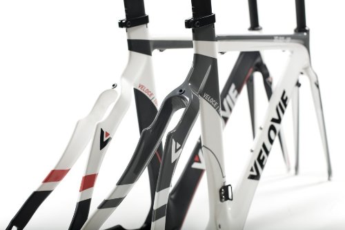 VeloVie Veloce 100 Carbon Axis Triathlon/TT Bicycle Frame and Fork Set, Grey/White, 54cm/Medium
