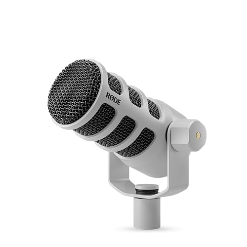 RØDE PodMic Broadcast-quality Dynamic Microphone with Integrated Swing Mount for Podcasting, Streaming, Gaming, and Voice Recording (White)
