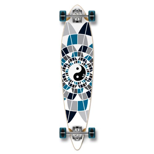 Yocaher Graphic Complete Pintail Skateboards Longboard Cruiser w/BLACK WIDOW Premium 80A Grip Tape Aluminum Alloy Truck ABEC7 Bearing 70mm Skateboard Wheels (Complete Pintail -04- Ying Yang)
