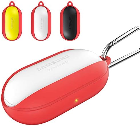 2019 Newest Galaxy Buds Case Cover Bean, Galaxy Buds Accessory Kit Protective Silicone Soft and Flexible, Shock and Scratch Resistant Keychain Carabiner Case Compatible with Samsung Galaxy Buds(Red)