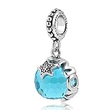 Heart of Charms Mom Charms Swarovski Elements Murano Glass Ball Stopper Beads Bracelets For Mother's Day (Mar-Blue)