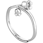 Izpack Cute Lily Flower Stacking Wrap Ring for Women Lily of the Valley Floral Dangle Open Adjustable Statement Knuckle Finger Band Promise Eternity Rings Minimalist Jewelry Gifts Birthday