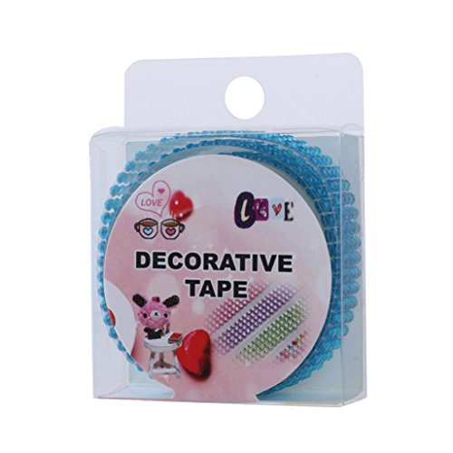 Yeefant Monochrome Drilling Acrylic Brick Masking Hollow Transparent Tape Decorative Paper Adhesive Sticker for Embellishing Stationery Gifts Craft Scrapbook,0.06 x 1.64 Ft Per Roll,Light Blue