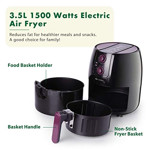 VICOODA Air Fryer 3.7Qt/3.5L 1500W, Programmable Electric Fryer with 8 Cook Presets, Oil-Free Cooking, Non-Stick, With Detachable Basket for Cooking, Fry, Roast, Baking, Grill - Perfect Cook Assistant - Thumbnail 6
