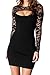 Voglee Sexy Elegant Women Long Sleeve Party Dress Black Lace Cut Out Bodycon Cocktail Dresses for Club