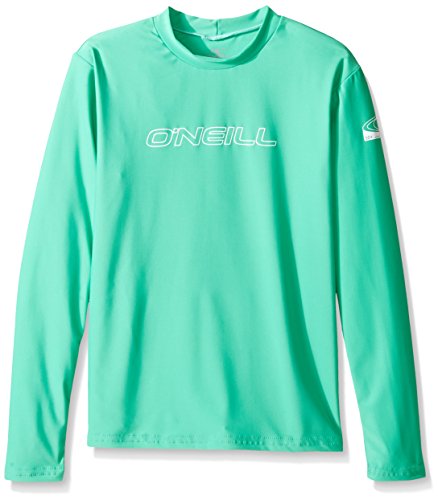 O'Neill Wetsuits UV Sun Protection Youth Basic Skins Long Sleeve Rash Tee Sun Shirt Rash Guard, Seaglass, 10