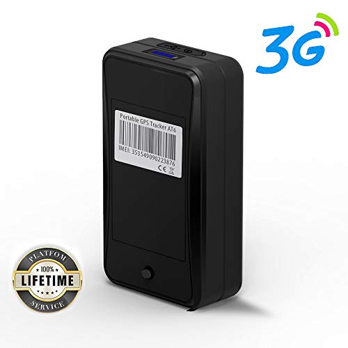 3G GPS Tracker No Monthly Fee, JIMI AT6 Mini Portable 10000mAh GPS Tracker w/Powerful Magnetic Real-time GPS Tracking Device for Monitoring & Locator Asset/Personal/Vehicle (Lifetime Platform Service)