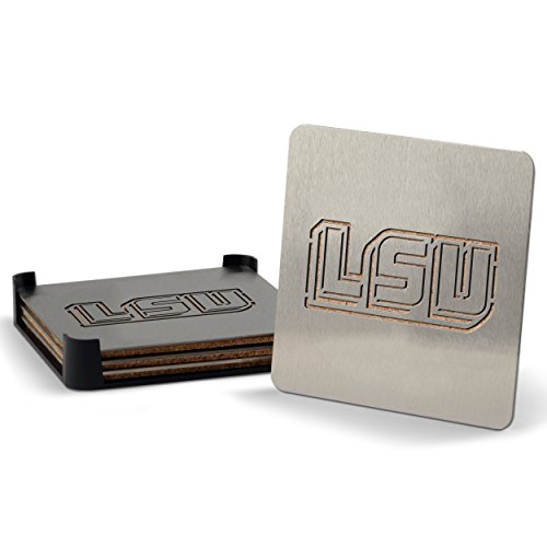 YouTheFan NCAA LSU Tigers Boaster 4-Piece Stainless Steel Drink Coasters