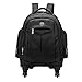Racini Business Travel Nylon Waterproof Rolling Backpack, Freewheel Wheeled Backpack with Two Extra Wheels for Exchange (Black)