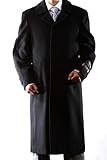 Men's Single Breasted Black Luxury Wool/Cashmere Full Length Winter Topcoat