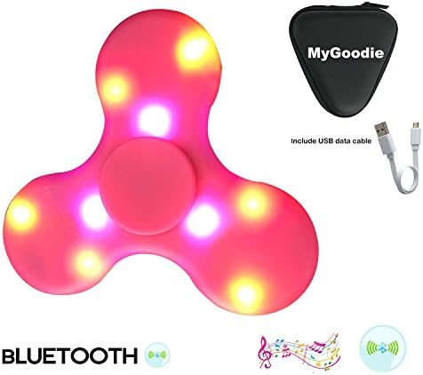 My Goodie LED Light MINI Bluetooth Audio Fidget Toy Hand Spinner Music Speaker,Perfect For ADD,ADHD,Autism and Pressure Relief Killing Time Finger Toy (Hot Pink)