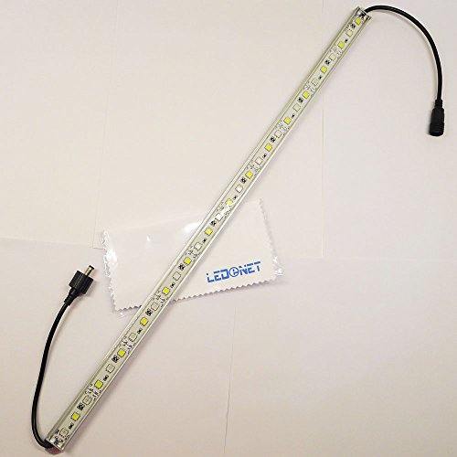 LEDENET 12V DC 20" 5050 Aquarium LED Light - Waterproof Aluminum Lighting 15LEDs Cold White SMD 15LEDs Blue SMD Fish Tank Strip Lamp 50CM Long (20" White+Blue Light)
