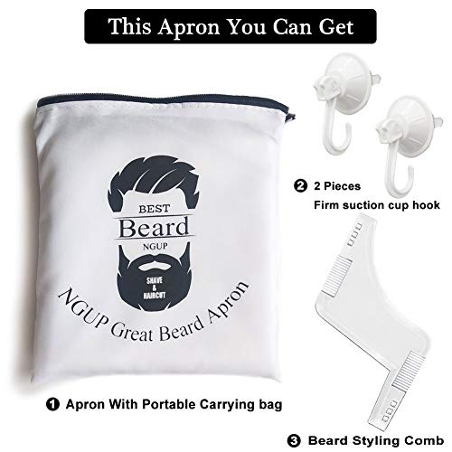 Beard Apron for Man Shaving Beard Hair Clippings Cape Trimming Bib Non-Stick Hair Catcher Grooming Cloth Beard Shaping Tool - Perfect Gift (White) - Thumbnail 7