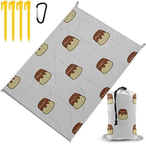 SHAOKAO Pudding Or Custard Delicious Washable Picnic Blanket Beach Mat Beach Picnic Blanket Big Picnic Blanket 78"x57"（200cmx145cm） sandfree Waterproof Fit Picnic, Hiking, Camping
