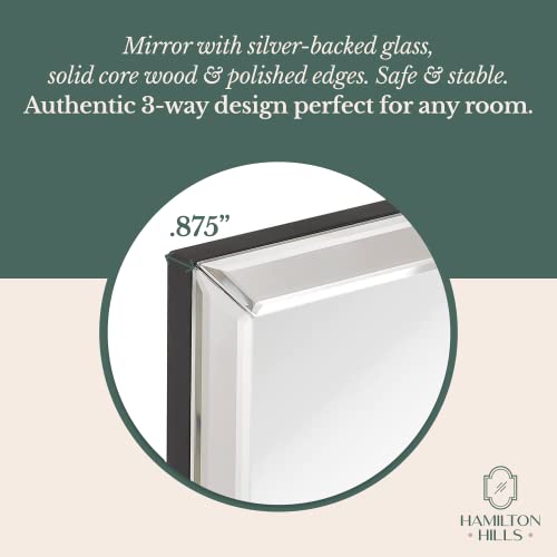 Hamilton Hills 40x40 inch Silver Trifold Mirror Full Length Framed