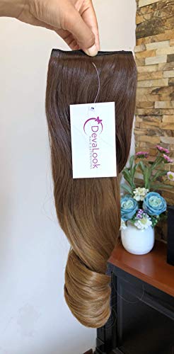 17 Inches 120grams Thick One Piece Half Head Wavy Curly Ombre Clip in Hair Extensions (Col. Chocolate brown/dark blonde) DL