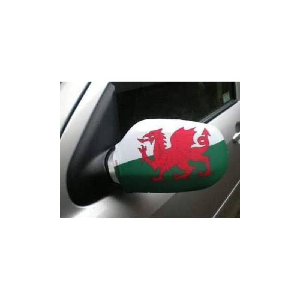 AZ FLAG - Wales Car Mirror Flag - 2 Pieces - Polyester and Spandex Welsh Small Flag for Car mirrors - Elastic