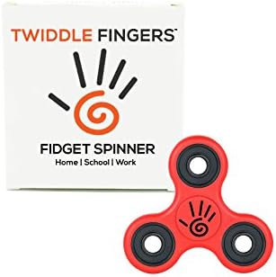 Fidget Spinner by Twiddle Fingers with 3 to 5 Minute Spin Times, Ceramic Bearing Si3N4 EDC Focus Stress Reducer Toy Perfect for ADD ADHD Anxiety and Autism Adult Kids (Red - 1 Pack)