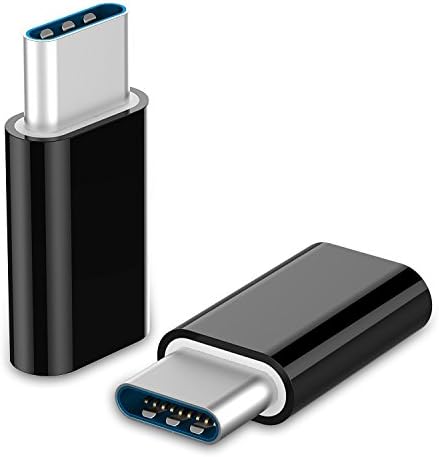 USB Type-C 3.1 Male to Micro USB Female Adapter (pk of 2) for OnePlus 2, HTC 10, Microsoft Lumia 950, ASUS ZenFone Ultra, ZTE Axon 7, XIAOMI 5S, BLU Pure XR, DOOGEE T3, Aluminum Shell (Black)
