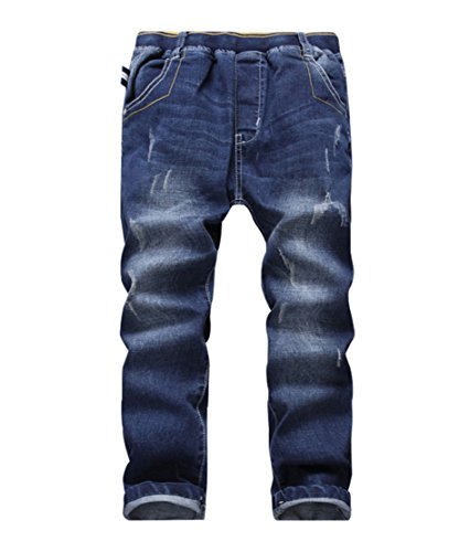 LOKTARC Boys' Jeans Distressed Pull On Denim Pants with Rip and Repair Loose Fit 7-8T