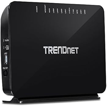 TRENDnet AC750 Wireless VDSL2/ADSL2+ Modem Router, 200 Mbps VDSL Downstream Speeds, USB share ports, TEW-816DRM