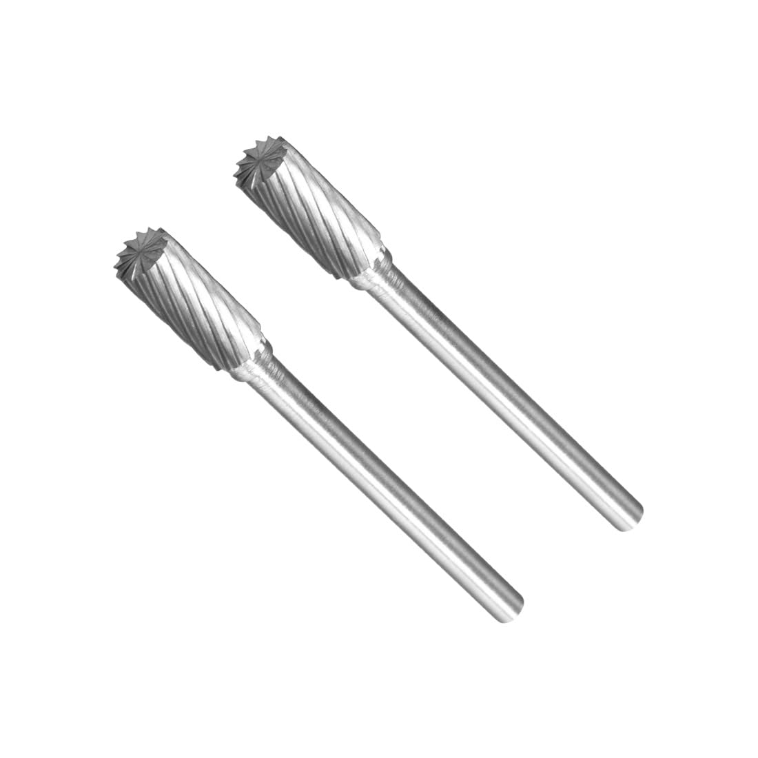 CoCud Tungsten Carbide Rotary Burrs File, 1/8" Shank 5mm Dia, Single Cut Cylinder Shape Rotary Burrs Tool - (Applications: for Metal Carving), 2-Pieces
