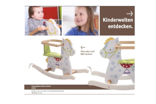 roba Schaukelpferd 'kleiner Racker', Schaukeltier aus Holz mit Bedruckung, Schaukelsitz mit abnehmbarem Schutzring, Schaukelspielzeug ab 12 Monate – Bild 5