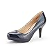 DREAM PAIRS Tiffany Women's New Classic Elegant Versatile Low Stiletto Heel Dress Platform Pumps Shoes Navy-Patent Size 8
