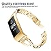 Wekin Replacement Metal Bands Compatible with Fitbit Charge 4 /Charge 3/Charge 3 SE Women Men, Adjustable Bling Rhinestone Bracelet Wristbands Straps Accessory for Charge 3 Fitness Tracker (X-Gold)