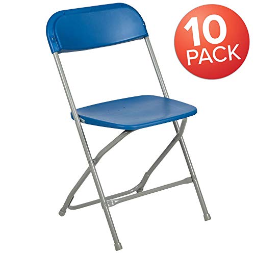 Flash Furniture 10 Pk. HERCULES Series 650 lb. Capacity Premium Blue Plastic Folding Chair