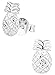 Hypoallergenic Sterling Silver Tropical Beach Vacation Earrings for Kids - Pineapple Silver