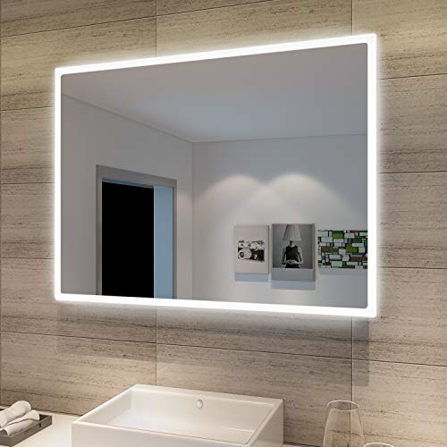 Sonni Bathroom LED Wall Mirror, Rectangular with LED Lighting, Cool White, IP44 Energy Saving