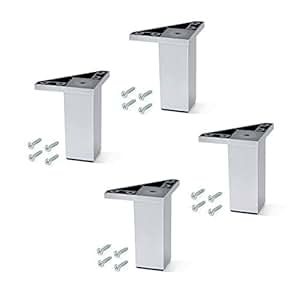 Emuca - Pies para muebles de plástico gris metalizado, Patas para