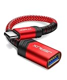 USB C to USB Adapter, JSAUX [0.5ft 2 Pack] Type C 3.0 OTG Cable On The Go Type C Male to USB A Female Adapter Compatible with MacBook Pro 2018/2017,Samsung Galaxy S8/S9 Plus/Note 10,Pixel 2 etc-Red