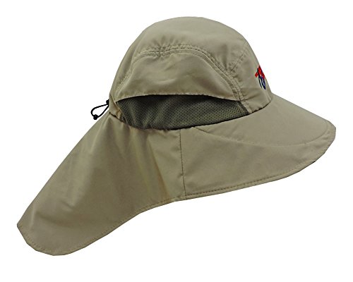 American Outdoorsman Microfiber Extra Wide Brim Sun Flap Hat (Khaki)