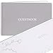 FLUYTCO Wedding Guest Book (120 Pages) - Linen Hardcover - Sign-in & Registry Guestbook - Silver Foil Stamping, Gilded Edges and Silver Page Marker - 7.5
