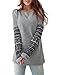 POGT Women Casual Long Sleeve Geometric Print Sweatshirt (XL, Gray)