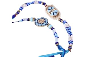 SAPTRISHI Traditional Handmade Beaded Rakhi For Raksha Bandhan| Hand Bracelet For Brother| Wrist Band For Bhaiya & Bhabhi | Trendy Combination Designs Protective Thread Combo-Set Of 2