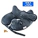 Longfit Soft Velvet Inflatable Travel Neck Pillow with Built-in Pump, Extra-Soft Washable Cover, and Compact Travel Pillow Set for Airplane,Traveling and All Kinds of Relax