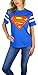 DC Comics Womens Superman Varsity Football Tee Blue Heather (Small, Blue Heather)