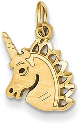 14K Yellow Gold Unicorn Head Charm Pendant