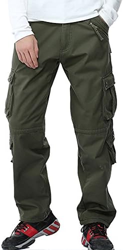 V1 Clothing CO NiuZi Men's Winter Fleece Lined Cargo Pants Cotton Casual Camo Work Pants