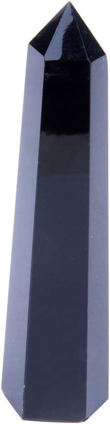 Banshren Healing Crystal Wands 3" Black Obsidian Crystal Points | 6 Faceted Reiki Chakra Meditation Therapy (Set of 1)