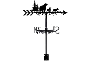 SUPERDANT Bear Family Weather Vane Forest Bear Wind Vanes for Yard Animal Metal Weathervane Roof Mount for Gardens Outside Bl