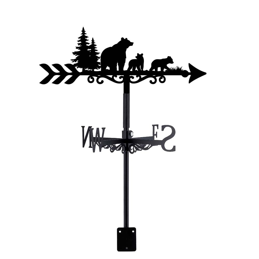 SUPERDANT Bear Family Weather Vane Forest Bear Weathervanes Black Metal Wind Vanes Animal Weather Vanes Weathervane Garden Ornament for Farmhouse Garden Outdoor Yard Roof Shed Paddock Decoration