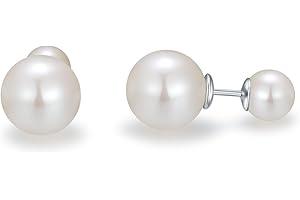 LONAGO Amber Pearl Turquoise Lapis Lazuli Opal Ball Earring Silver Double Sided Stud Earrings Gift for Women