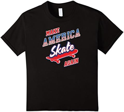 Kids Make America Skate Again T-shirt, Trump Parody, Zany Brainy 4 Black